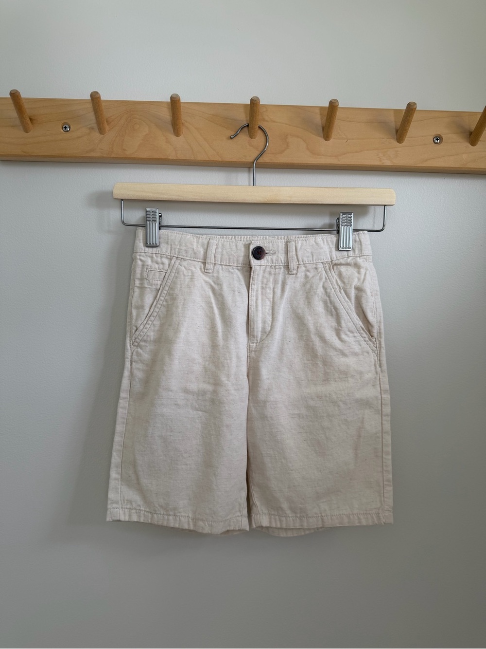 Mango Boys Light Cream Chino Linen Blend Shorts